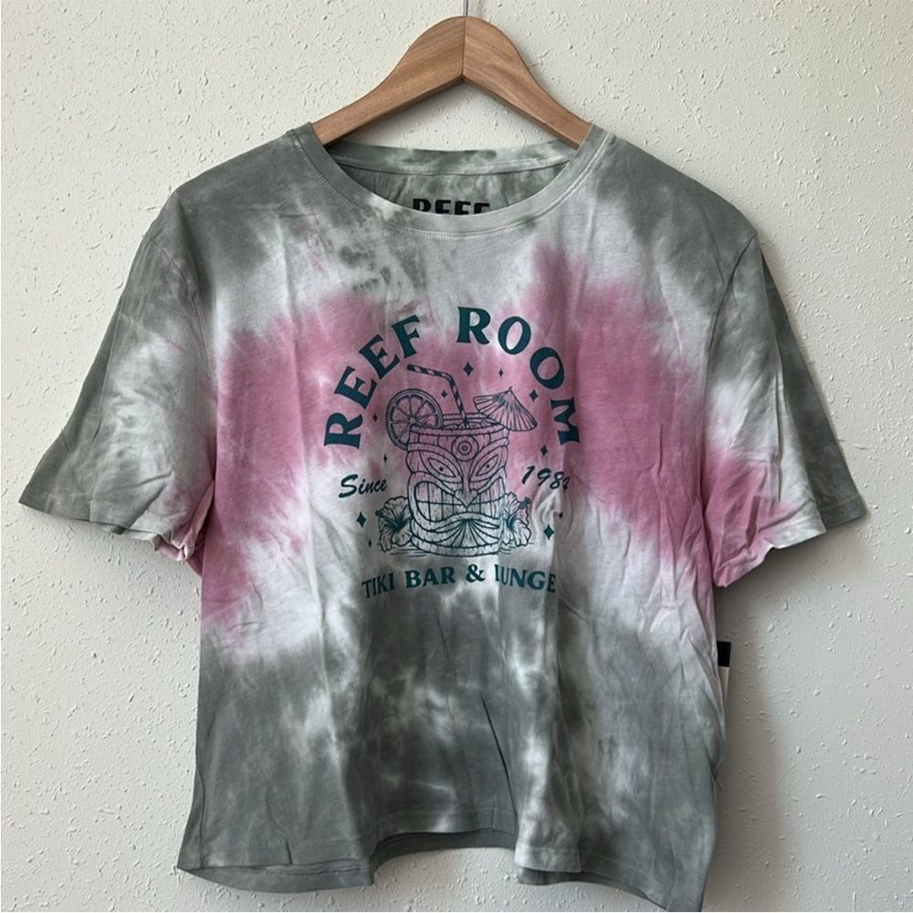 New Reef HURRICONE • CROPPED SS CREW Tie-Dye Cotton Tee Size L